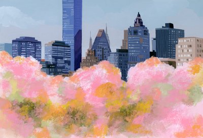 ニューヨークと桜、2016，。 作： Hiroyuki Izutsu