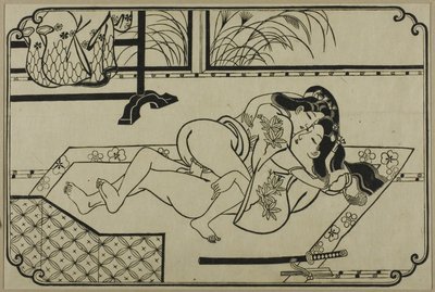 春画アルバムの一枚 作： Hishikawa Moronobu