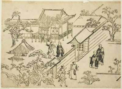 本坊 「上野花見の情景」より 作： Hishikawa Moronobu