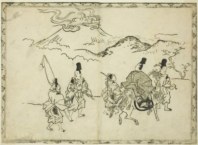 業平の東方見聞録（図録『屏風掛軸絵巻』より）" 作： Hishikawa Moronobu