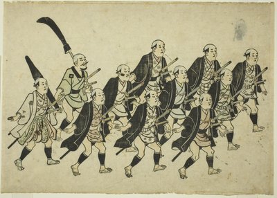 大名行列 1681-84年頃（手彩色木版画、大判横絵、墨摺絵） 作： Hishikawa Moronobu