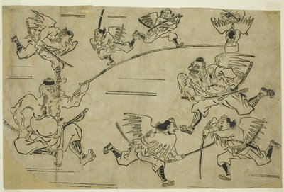 天狗王が生徒を訓練する、1690年頃 作： Hishikawa Moronobu
