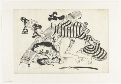 エロティックなパフォーマンス 作： Hishikawa Moroshige (attributed to)