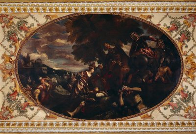 ロンドンのチズウィック ハウスのギャラリーの天井画「スクタリの防衛」 作： Historic England Staff Photographer