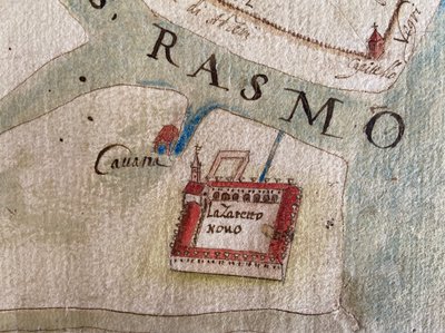 17 世紀の地図上のラッツァレット ヌオーヴォ。 作： Historical Document.