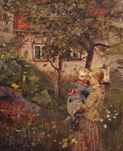庭の子供たち 作： Hjalmer Eilif Emanuel Peterssen