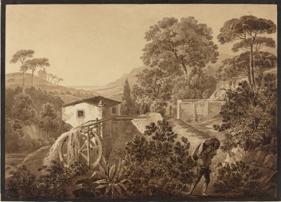 水車小屋のあるイタリアの風景 作： Hélène Boutourlin