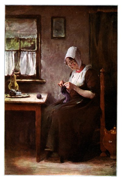 編み物をする漁師、1901 年。 作： Hobbe Smith