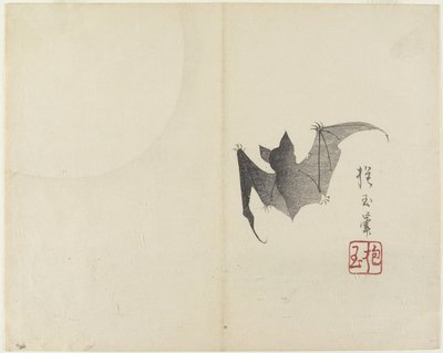 （バットとムーン）、c。 1830 作： Hogyoku