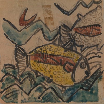 陶板のための魚のデザイン、約。 1930～1939年。 作： Holcha Krake