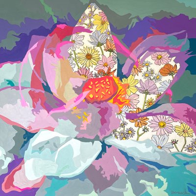 フローラル・アブストラクト#10、2023（紙にグワッシュ） 作： Holly Boruck