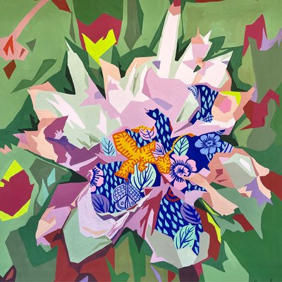フローラル・アブストラクト#2、2023年（紙にグワッシュ） 作： Holly Boruck