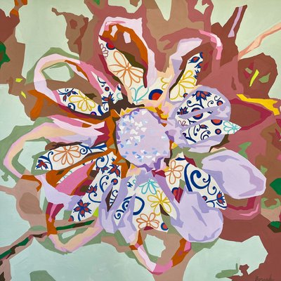 フローラル・アブストラクト#3、2023年（紙にグワッシュ） 作： Holly Boruck