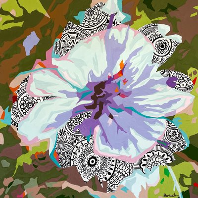 フローラル・アブストラクト #4, 2023（紙にグワッシュ） 作： Holly Boruck