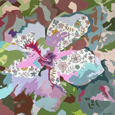 フローラル・アブストラクト #7, 2023（紙にグワッシュ） 作： Holly Boruck