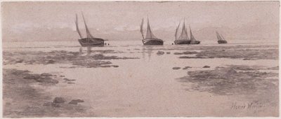 干潟に浮かぶ舟 作： Homer Dodge Martin