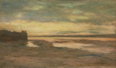 テムズ川の夕べ、カリフォルニア州。 1876年。 作： Homer Dodge Martin