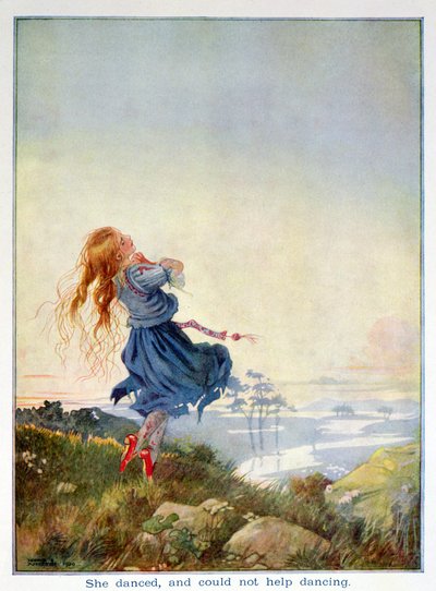 ハンス・クリスチャン・アンデルセン（1805-75）による「おとぎ話」の版の「赤い靴」から、1920年（紙に水彩） 作： Honor Charlotte Appleton