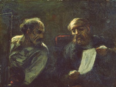 スタジオでの議論、1852-55 作： Honoré Daumier