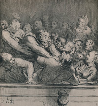 アッパーギャラリーでの文学的な討論、1964年頃1864年 作： Honoré Daumier