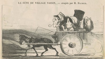 田舎では、コーチマンのストライキはありません... (直訳); 村人の経済満足... (後ろ) 作： Honoré Daumier