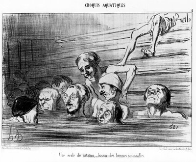 オノレ・ドーミエ（1808-1879）が描いた水泳に関する漫画シリーズ「Sketch d