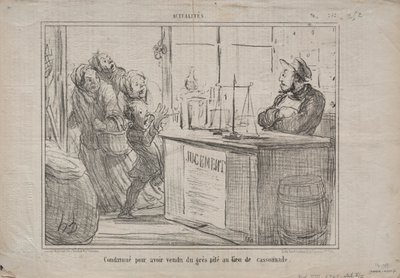 Actualities (No. 252): 湿った黒糖の代わりに砂の山を売ったことで非難される 作： Honoré Daumier