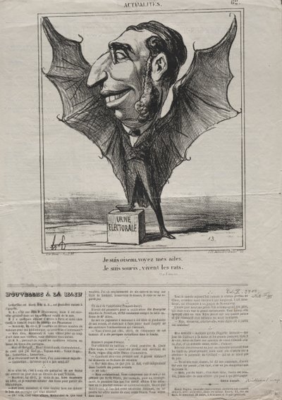 Actualities (No. 62): 私は鳥です、翼を見てください.. 作： Honoré Daumier