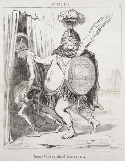 現状：アキレスがテントに引っ込める、1850。 作： Honoré Daumier