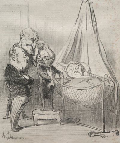 現実：確かに、彼女は非常に病気です！...、1851年。 作： Honoré Daumier