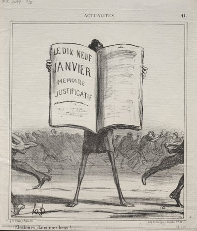 現状41：選挙人、私の腕の中！...、1869年。 作： Honoré Daumier