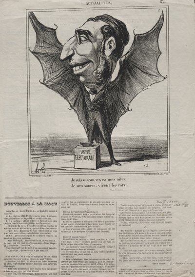 現実No. 62：私は鳥です、私の翼を見てください。、1869。 作： Honoré Daumier