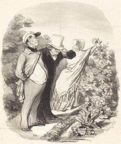 おいで!...ここで彼女は私のためにバラを摘んでいます... 作： Honoré Daumier