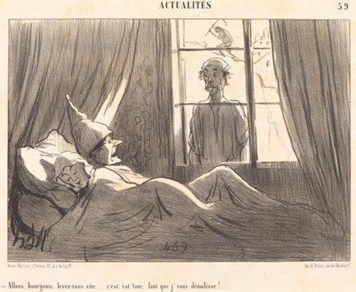 さあ、ブルジョワよ、早く起きなさい... 作： Honoré Daumier