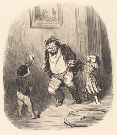 さあ、パパ...もっと... 32周!... 作： Honoré Daumier