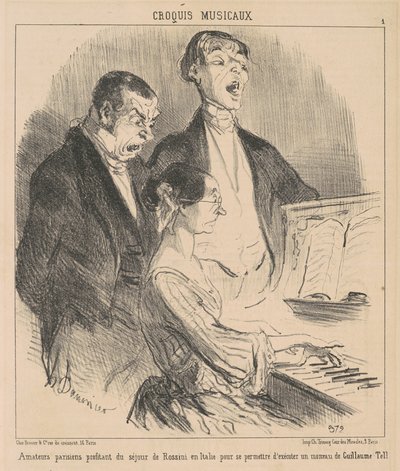 ロッシーニの滞在を楽しむパリのアマチュア 作： Honoré Daumier