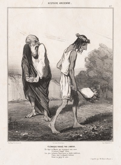 古代史: Pl. 27、愛によって荒廃したテレマコス 作： Honoré Daumier