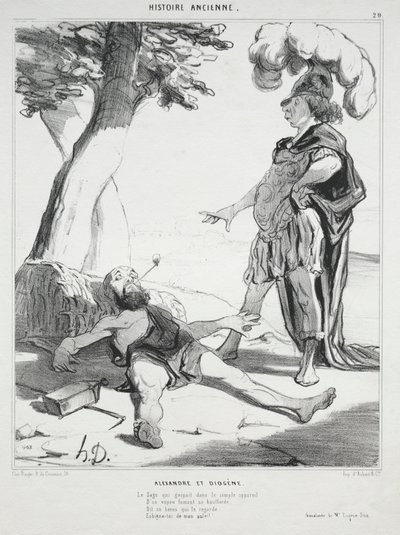 古代史、プレート 20: アレクサンダーとディオゲネス 作： Honoré Daumier