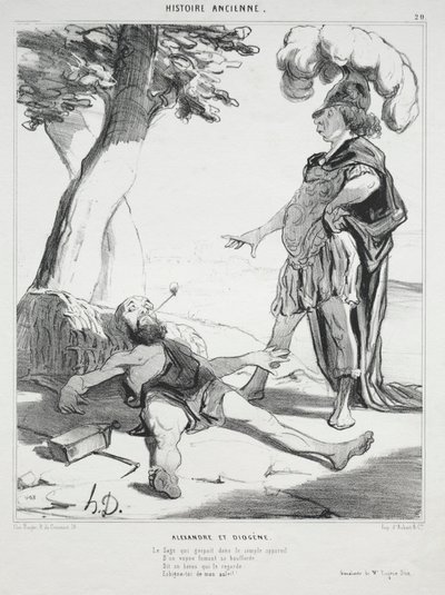 古代史、プレート20：アレクサンダーとディオゲネス、1842年8月14日。 作： Honoré Daumier