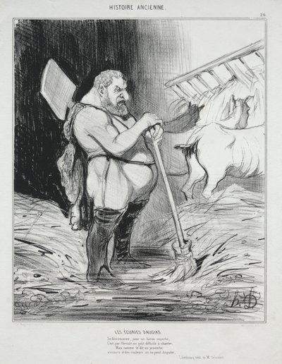 古代史、プレート 26: アウゲアスの厩舎 作： Honoré Daumier