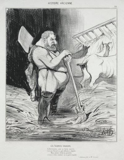 古代史、プレート26：1842年9月25日、Augeasの馬小屋。 作： Honoré Daumier