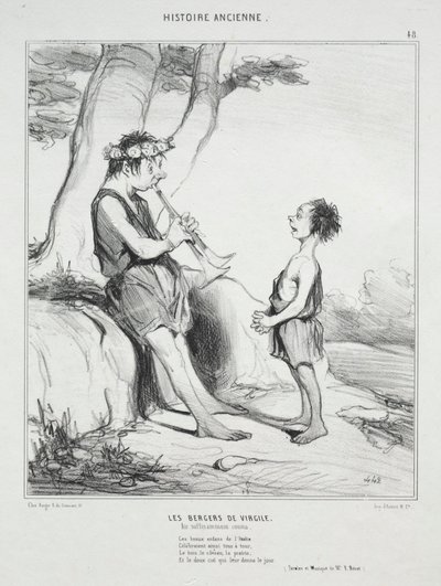 古代史、プレート48：バージルの羊飼い、1842年12月31日。 作： Honoré Daumier
