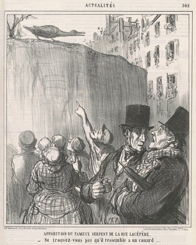 ラセペード通りの蛇の出現 作： Honoré Daumier