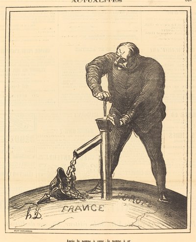 血液ポンプの後、ゴールドポンプ 作： Honoré Daumier