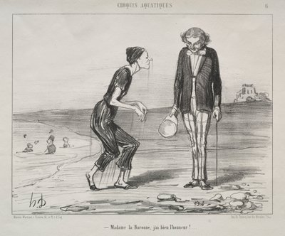アクアティック スケッチ、プレート 8: マダム ラ バロンヌ、それは私の名誉です... 作： Honoré Daumier