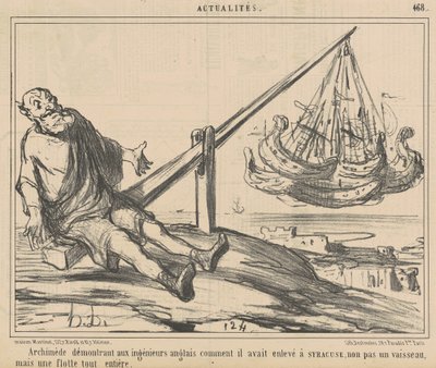 アルキメデスは英国の技術者を見せて... 作： Honoré Daumier