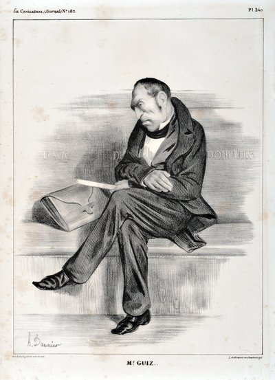 オノレ・ドーミエ（1808-1879）の作品。シャリヴァリ」は1833年に制作されたもので、風刺画「M.ギズ...」のセレブリティ・シリーズです。マルセイユ、ロンシャン宮殿美術館 作： Honoré Daumier