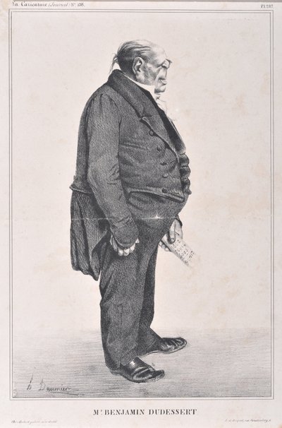 オノレ・ドーミエ（1808-1879）の芸術作品。Charivari dates from 1833: Serie Celebrites de la Caricature "M. Benjamin Dudessert" MUSEE DES BEAUX ARTS - PALAIS LONGCHAMP, MARSEILLE 作： Honoré Daumier