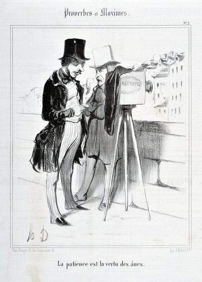 オノレ・ドーミエ（1808-1879）の作品。Charivariは1840年の作品。Serie PROVERBES ET MAXIMES "Patience is the virtue of donkeys" MUSEE DES BEAUX ARTS - PALAIS LONGCHAMP, MARSEILLE 作： Honoré Daumier