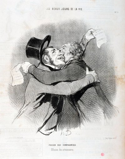オノレ・ドーミエ（1808-1879）の作品。Charivariは1845年の作品。セリー LES BEAUX DAYS DE LA VIE。会社の合併、株主の離脱。マルセイユのロンシャン宮殿にある美術館。 作： Honoré Daumier